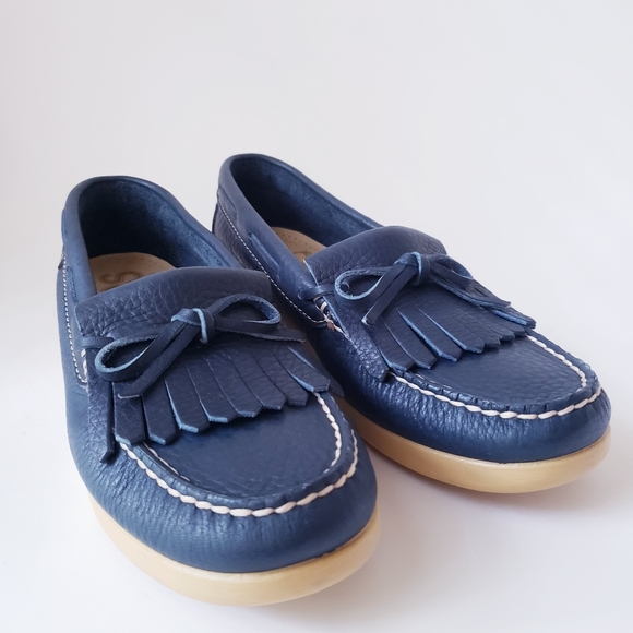 SAS Hand-sewn Blue Leather Loafers - Picture 12 of 13